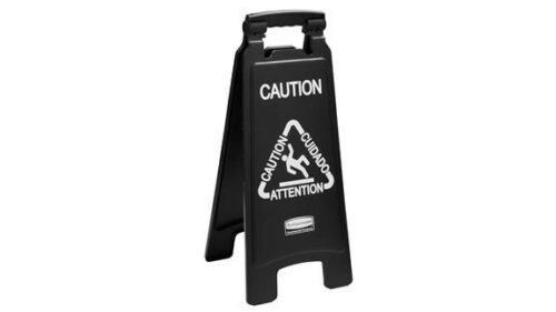 SEÑAL DE PRECAUCIÓN NEGRA PARA PISO | Rubbermaid
