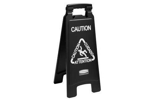 SEÑAL DE PRECAUCIÓN NEGRA PARA PISO | Rubbermaid
