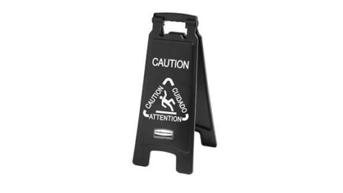 SEÑAL DE PRECAUCIÓN NEGRA PARA PISO | Rubbermaid